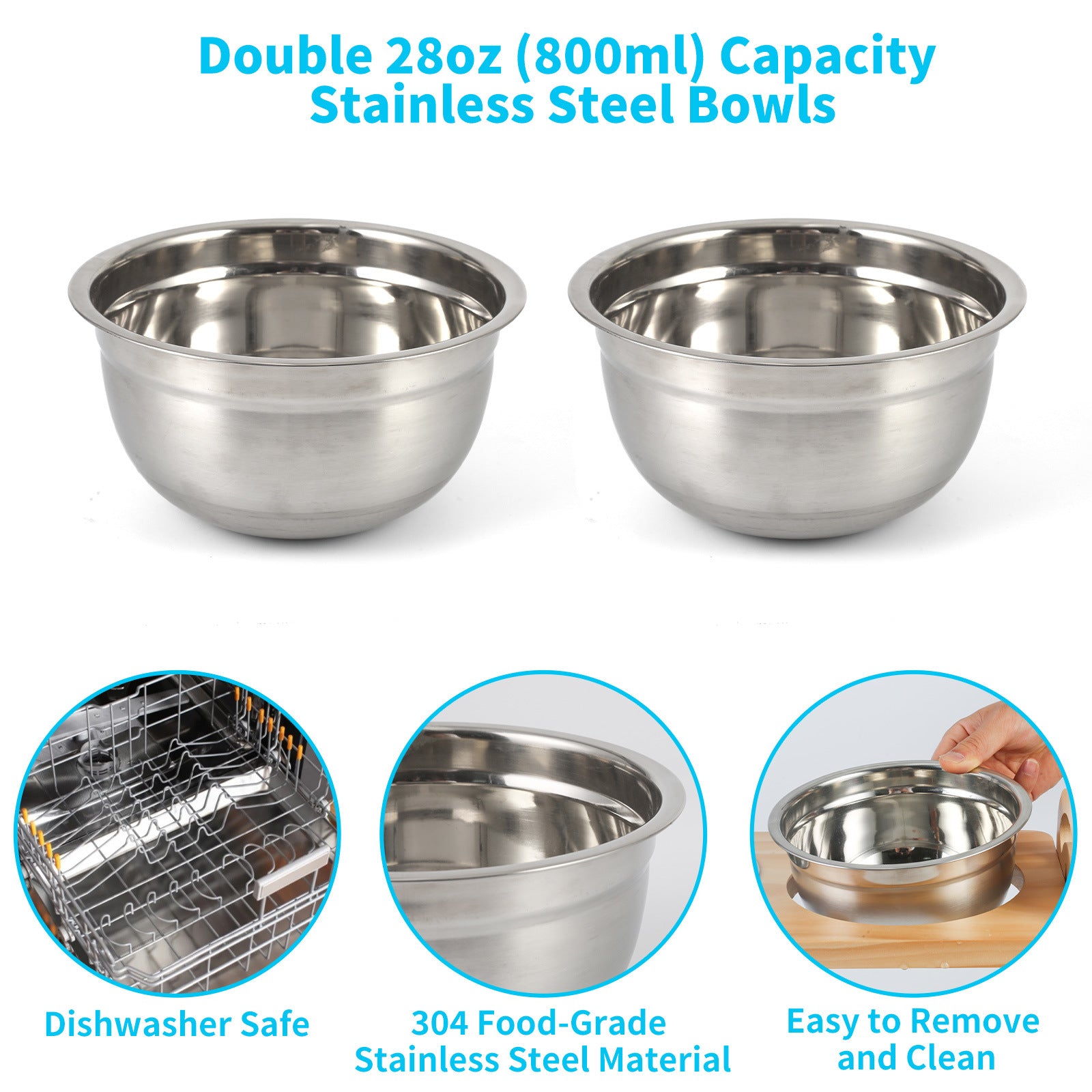 Elevated Dog Bowls for Medium Large Sized Dogs, Adjustable Heights Raised Dog Feeder Bowl with Stand for Food & Water Doba